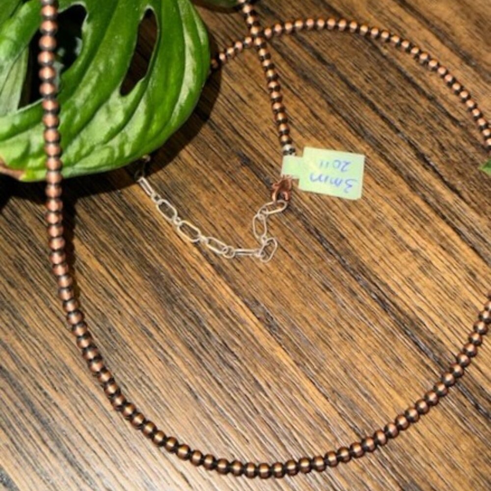 ✨ 20" 3mm Copper Beaded Necklace w/ 2" Extender ✨